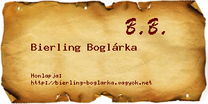Bierling Boglárka névjegykártya